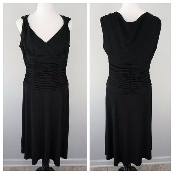 MAGGY BOUTIQUE Black Cinch Faux Wrap Maxi Dress - Picture 1 of 4